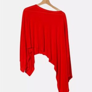 Red Asymmetric Draped Women's Poncho Zara